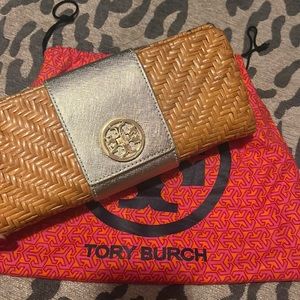 Tory Burch Rattan and Gild Clutch